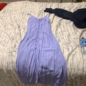 Blue striped dress with slit